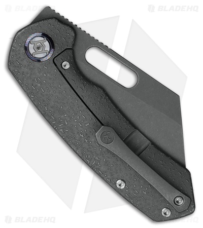Kunwu Knives Primo Frame Lock Knife Raindrop Textured SW Titanium (3.4" Gray SW)