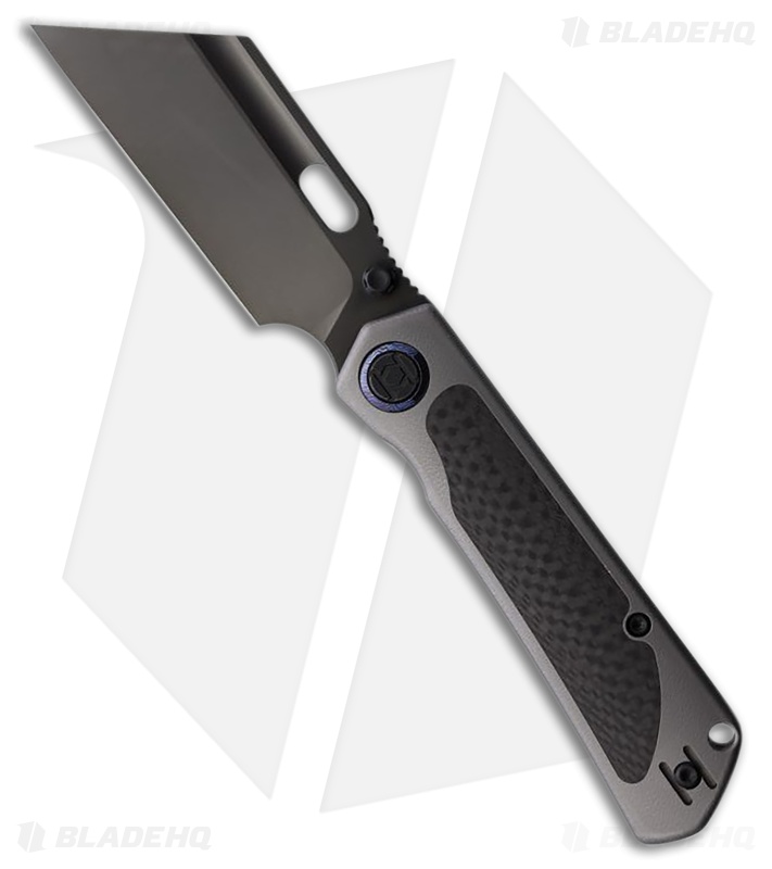 Kunwu Knives Cochise Frame Lock Knife Orange Peel Ti/CF (3.5" Satin DLC)
