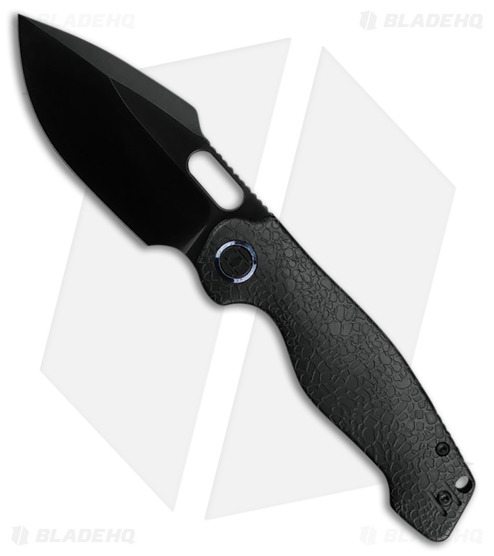 Kunwu Knives Gringo Frame Lock Knife Black Honeydew Ti (3.7" DLC S390)
