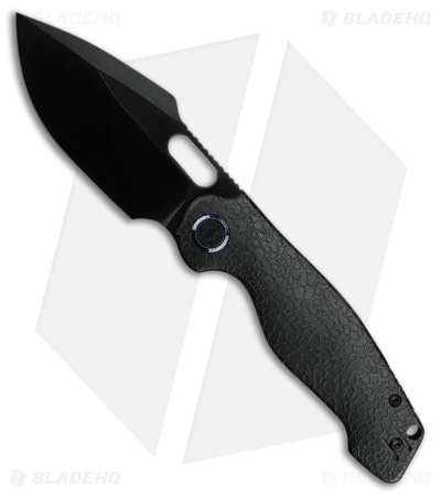 Kunwu Knives Gringo Frame Lock Knife Black Honeydew Ti (3.7" DLC S390)