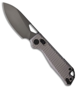 Kunwu Knives Pulsar XT Lock Knife Gray Diamond Textured Ti (3.3" Satin DLC)