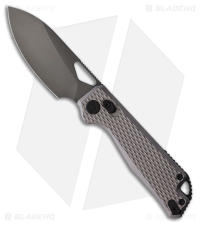 Kunwu Knives Pulsar XT Lock Knife Gray Diamond Textured Ti (3.3" Satin DLC)