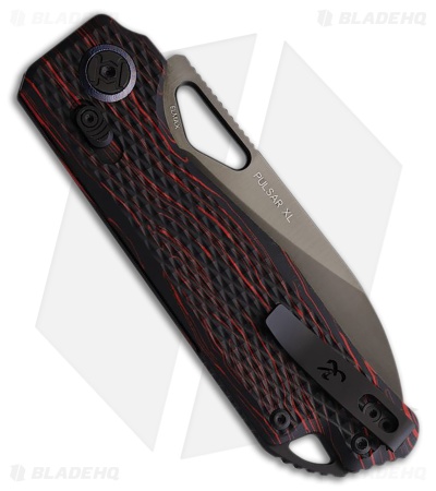 Kunwu Knives Pulsar XL XT Lock Knife Black/Red Diamond Textured G-10 (3.9" DLC)