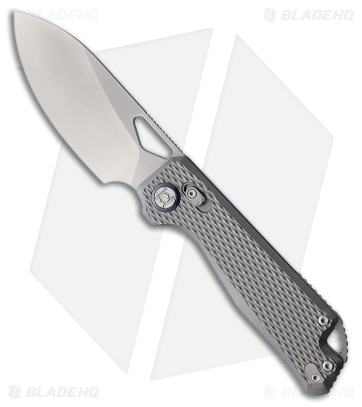 Kunwu Knives Pulsar XL XT Lock Knife Gray Diamond Textured Ti (3.9" Satin)