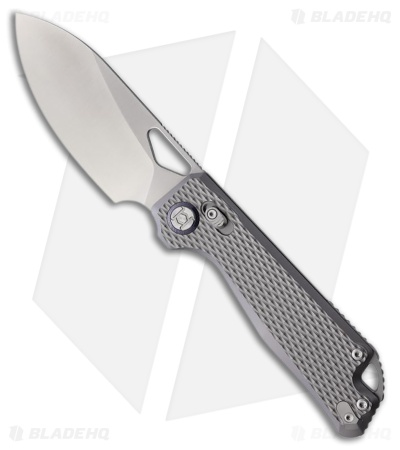 Kunwu Knives Pulsar XL XT Lock Knife Gray Diamond Textured Ti (3.9" Satin)
