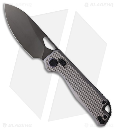 Kunwu Knives Pulsar XL XT Lock Knife Gray Diamond Textured Ti (3.9" Satin DLC)