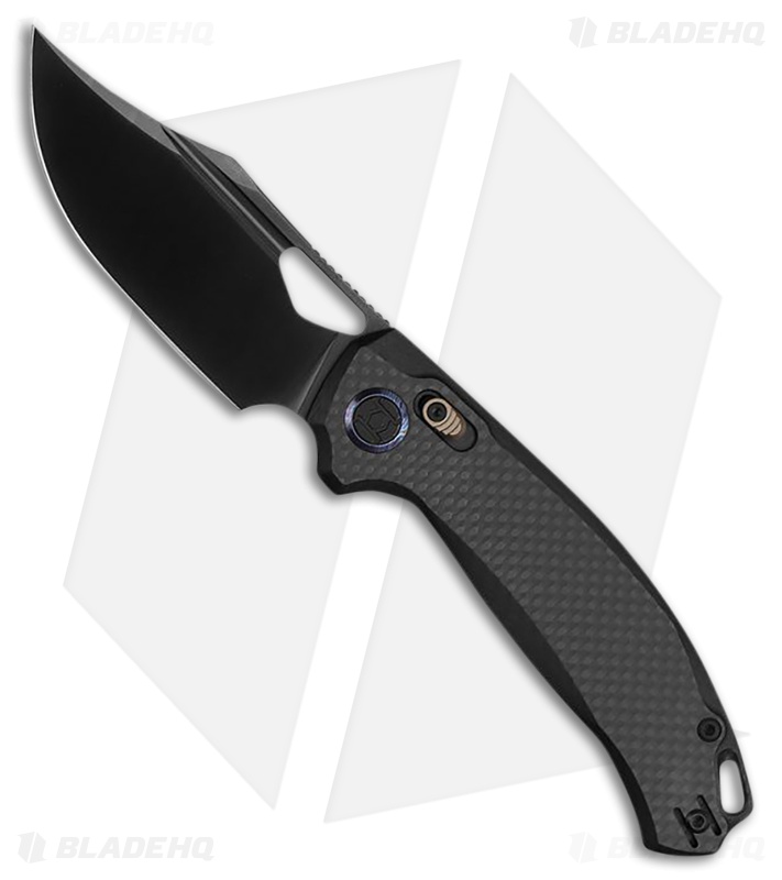 Kunwu Knives Django XL XT Lock Knife Carbon Fiber (3.7" Satin DLC)