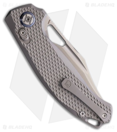 Kunwu Knives Django XL XT Lock Knife Gray Diamond Textured Ti (3.7" Satin)