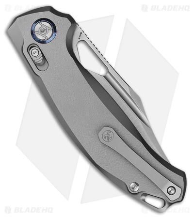 Kunwu Knives Django XL XT Lock Knife Gray Orange Peel Ti (3.7" Satin Elmax)