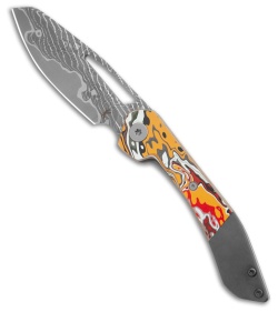 Keanison Knives Bloodhound - Fordite & Zirconium (3.3" MagnaCut Core Damascus)