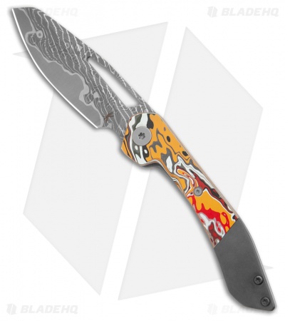 Keanison Knives Bloodhound - Fordite & Zirconium (3.3" MagnaCut Core Damascus)