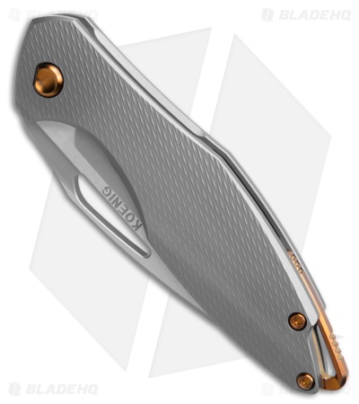 Koenig Mini Arius Frame Lock Corda Pattern Titanium Bronze Hardware (3" BB)