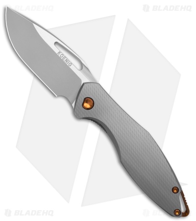 Koenig Mini Arius Frame Lock Corda Pattern Titanium Bronze Hardware (3" BB)