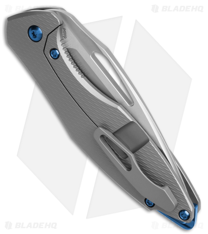 Koenig Mini Arius Frame Lock Knife Corda Pattern Titanium Blue Hardware (3" BB)