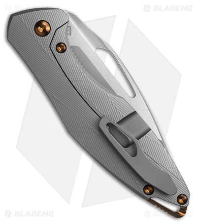 Koenig Mini Arius Frame Lock Knife Patterned Titanium Bronze Hardware (3" BB)