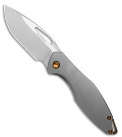 Koenig Mini Arius Frame Lock Knife Patterned Titanium Bronze Hardware (3" BB)