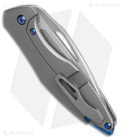 Koenig Mini Arius Frame Lock Knife Titanium Blue Hardware (3" BB)
