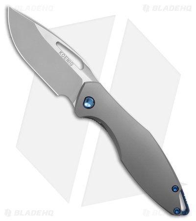 Koenig Mini Arius Frame Lock Knife Titanium Blue Hardware (3" BB)
