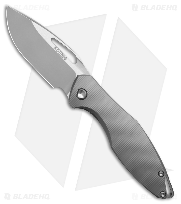 Koenig Mini Arius Frame Lock Plexa Pattern Titanium Silver Hardware