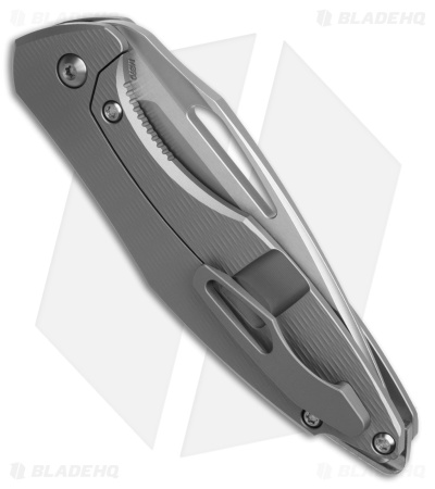 Koenig Mini Arius Frame Lock Plexa Pattern Titanium Silver Hardware (3" BB)