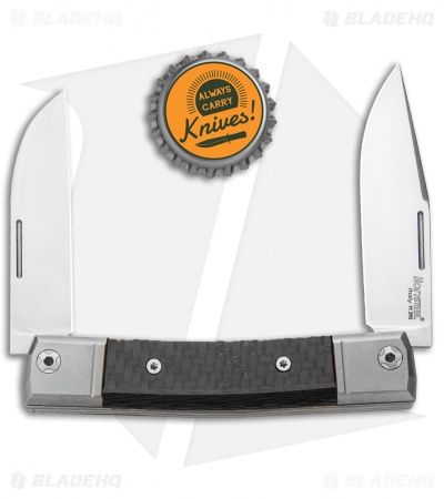 LionSteel BestMan 2-Bladed Traditional Knife Carbon Fiber (2.88" Satin)