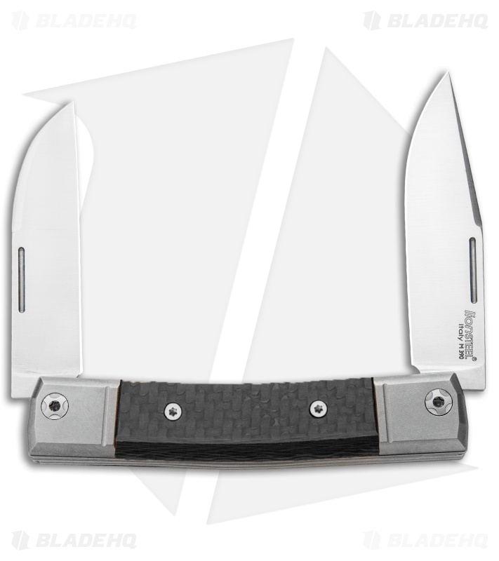 LionSteel BestMan 2-Bladed Traditional Knife Carbon Fiber (2.88" Satin)