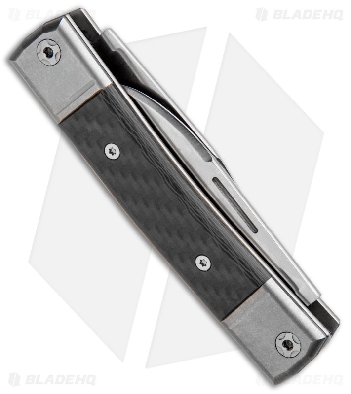 LionSteel BestMan 2-Bladed Traditional Knife Carbon Fiber (2.88" Satin)
