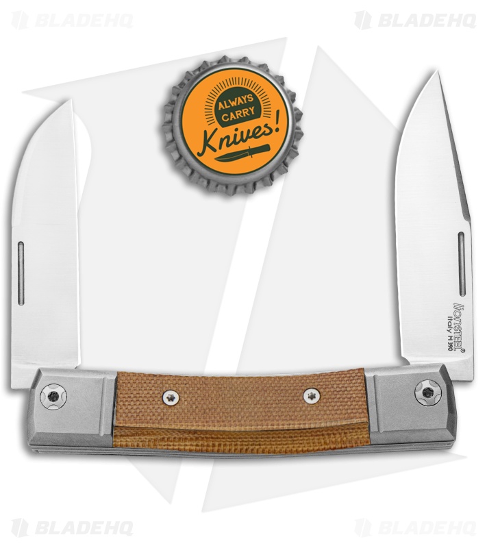 LionSteel BestMan 2-Bladed Traditional Knife Natural Micarta (2.88" Satin)
