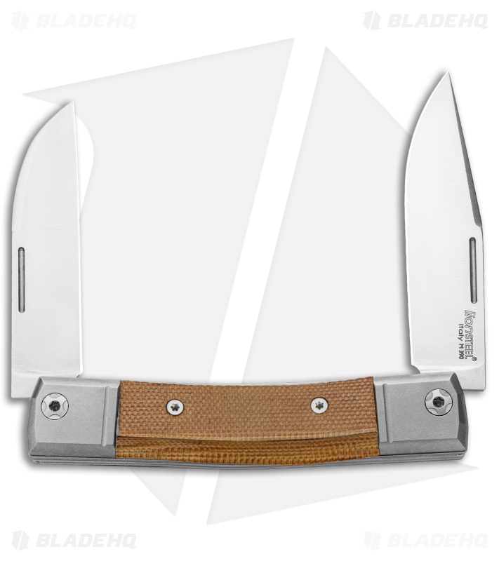LionSteel BestMan 2-Bladed Traditional Knife Natural Micarta (2.88" Satin)