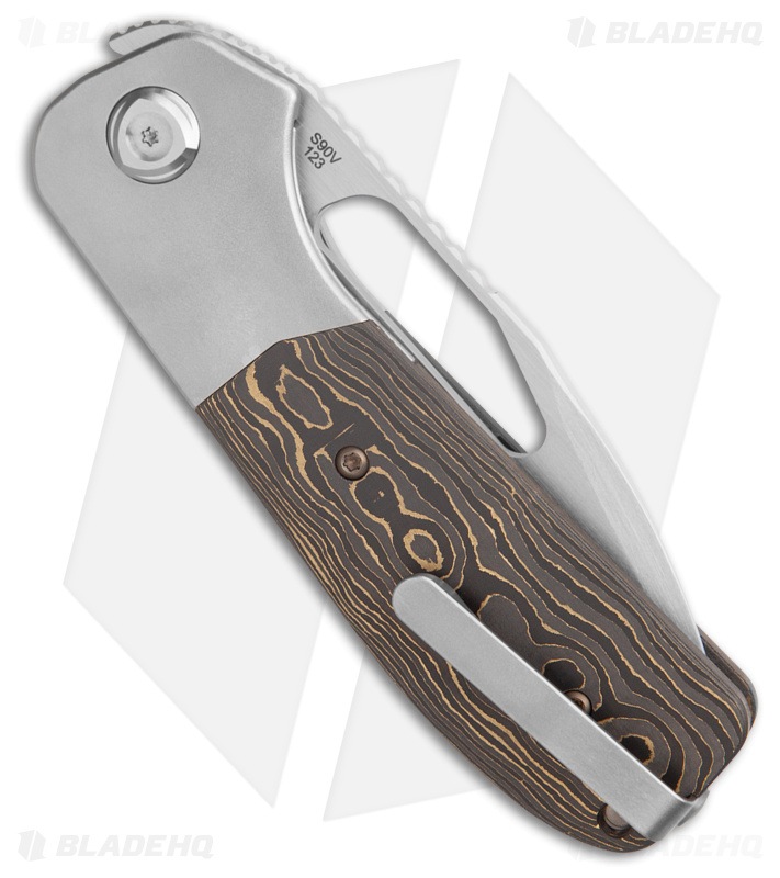 Liong Mah Design Field Duty 3.5 Knife Camo Gold CF (3.5" Hand Satin) 