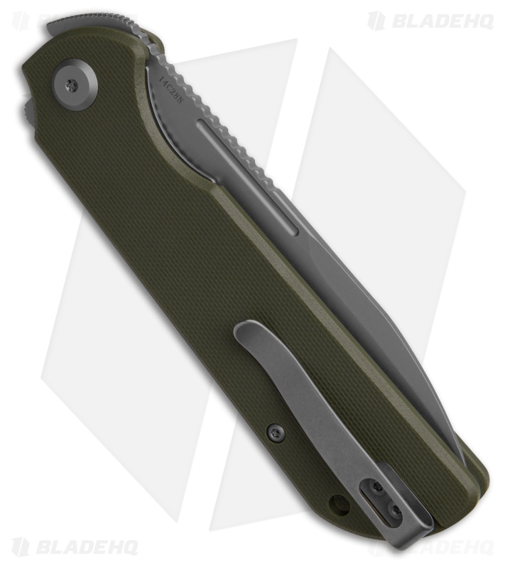 Liong Mah Design Binary Liner Lock Knife Green G-10 (3.75" Stonewash)