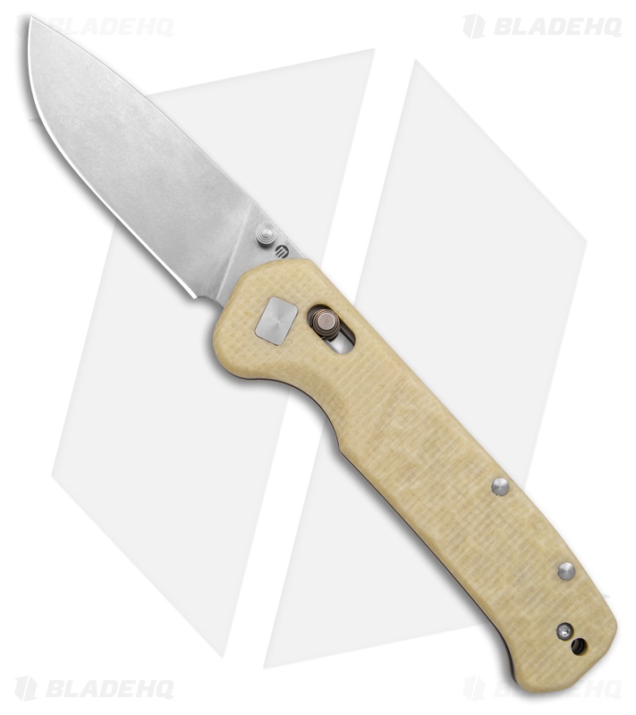 Maserin Frontier Crossbar Lock White Micarta (3.25" Stonewash)