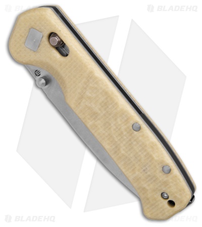 Maserin Frontier Crossbar Lock White Micarta (3.25" Stonewash)