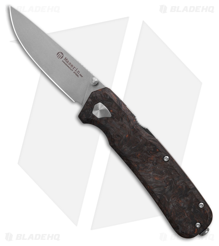 Maserin Pulse Knife Magnacut W-Lock Black/Orange Fat Carbon (3.25" Stonewash)