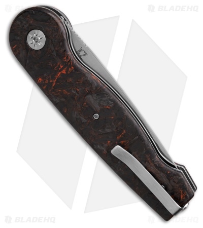 Maserin Summit Magnacut Button Lock Black/Orange Fat Carbon (3.625" Satin)