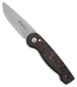 Maserin Summit Magnacut Button Lock Black/Orange Fat Carbon (3.625" Satin)