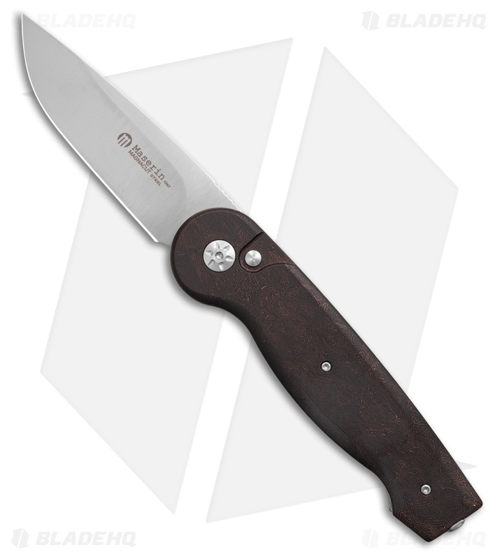 Maserin Summit Magnacut Button Lock Coral Fat Carbon (3.625" Satin)