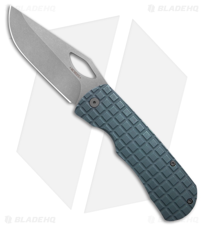 McNees Knives Dixon Frame Lock Knife Blue Frag Titanium (3.75" Stonewash)