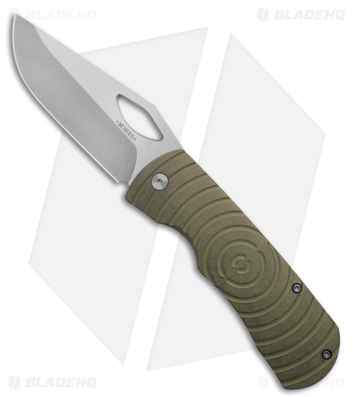McNees Knives Dixon Frame Lock Knife Shockwave Green Titanium (3.75" Satin SW)
