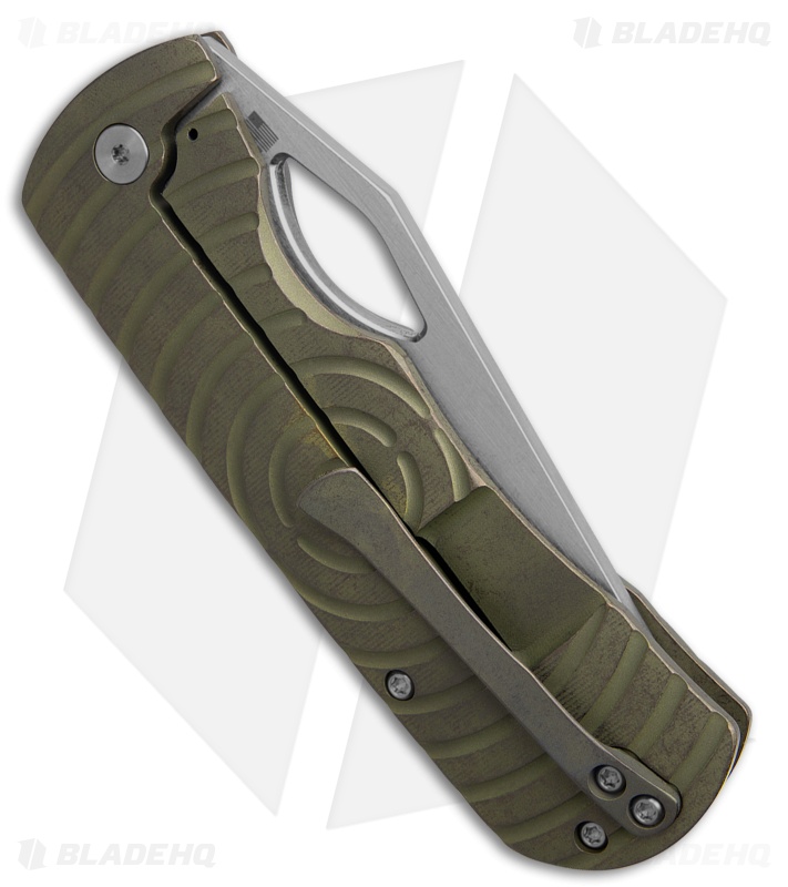 McNees Knives Dixon Frame Lock Knife Shockwave Green Titanium (3.75" Satin SW)