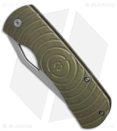 McNees Knives Dixon Frame Lock Knife Shockwave Green Titanium (3.75" Satin SW)