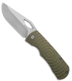 McNees Knives Dixon Frame Lock Knife Shockwave Green Titanium (3.75" Satin SW)