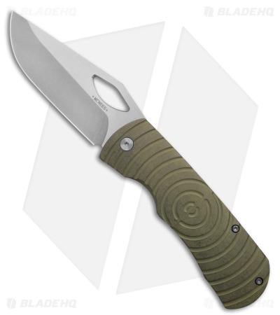 McNees Knives Dixon Frame Lock Knife Shockwave Green Titanium (3.75" Satin SW)