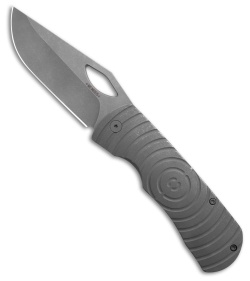 McNees Knives Dixon Frame Lock Knife Stonewashed Shockwave Titanium (3.75" SW)