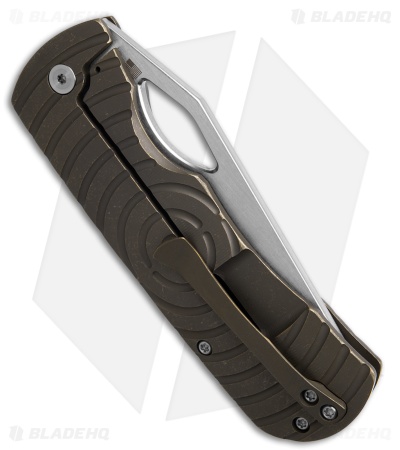 McNees Knives Dixon Frame Lock Knife Shockwave Bronze Titanium (3.75" Satin SW)
