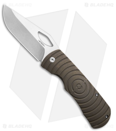 McNees Knives Dixon Frame Lock Knife Shockwave Bronze Titanium (3.75" Satin SW)