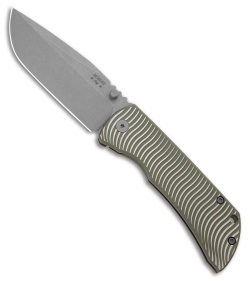 McNees Knives PM MAC2 3.5 Frame Lock Knife Atomic Ti Green Swerve (3.5" SW)