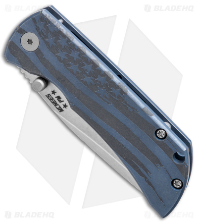 McNees Knives MAC2 Frame Lock Knife Blue Ol' Glory Titanium (3" Stonewash)