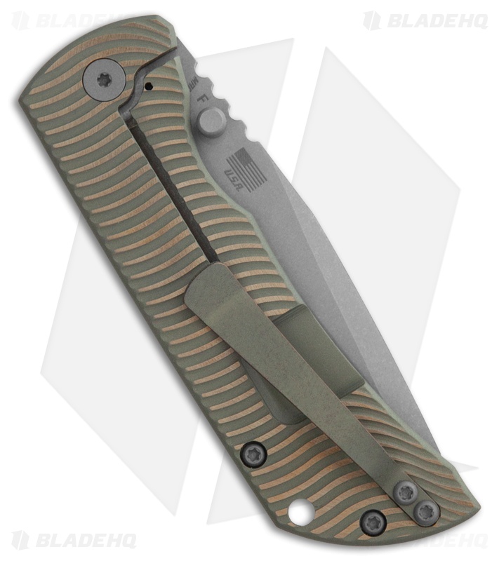 McNees Knives PM MAC2 3.5 Frame Lock Knife Atomic Ti Grn/Brz Swerve (3.5" SW)