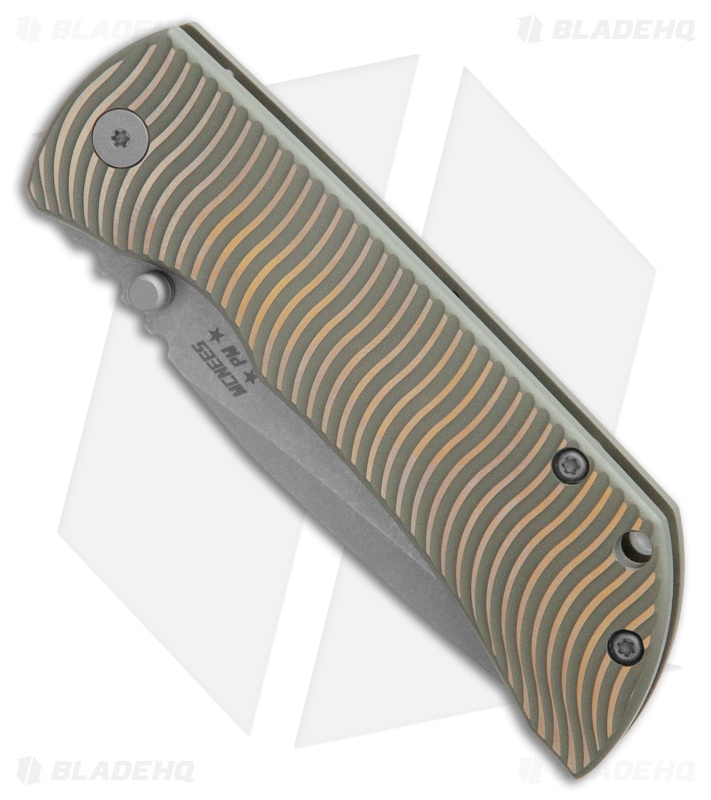 McNees Knives PM MAC2 3.5 Frame Lock Knife Atomic Ti Grn/Brz Swerve (3.5" SW)